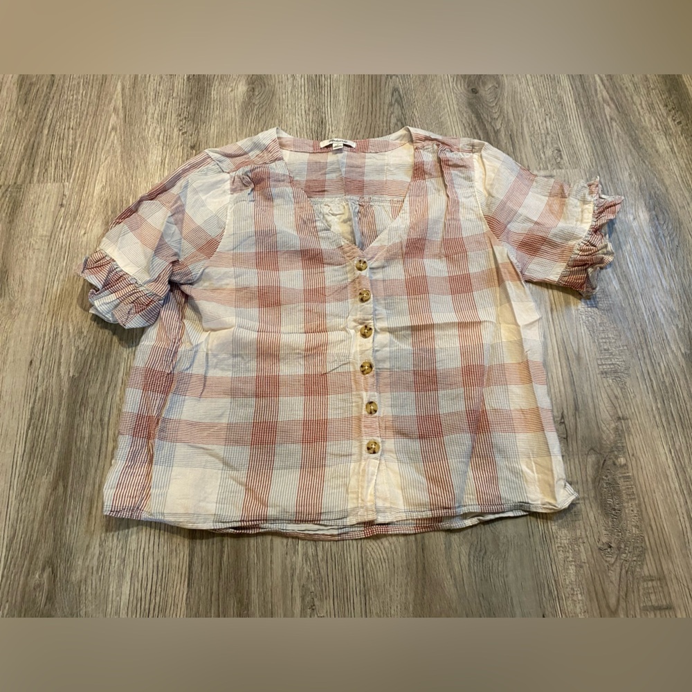 Madewell Medium Plaid Crop Top Red Women’s  Size M